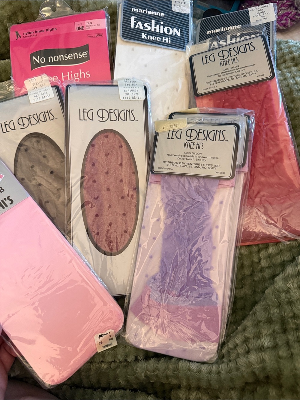 Knee Highs - Lavender and Pink Nylon Hosiery